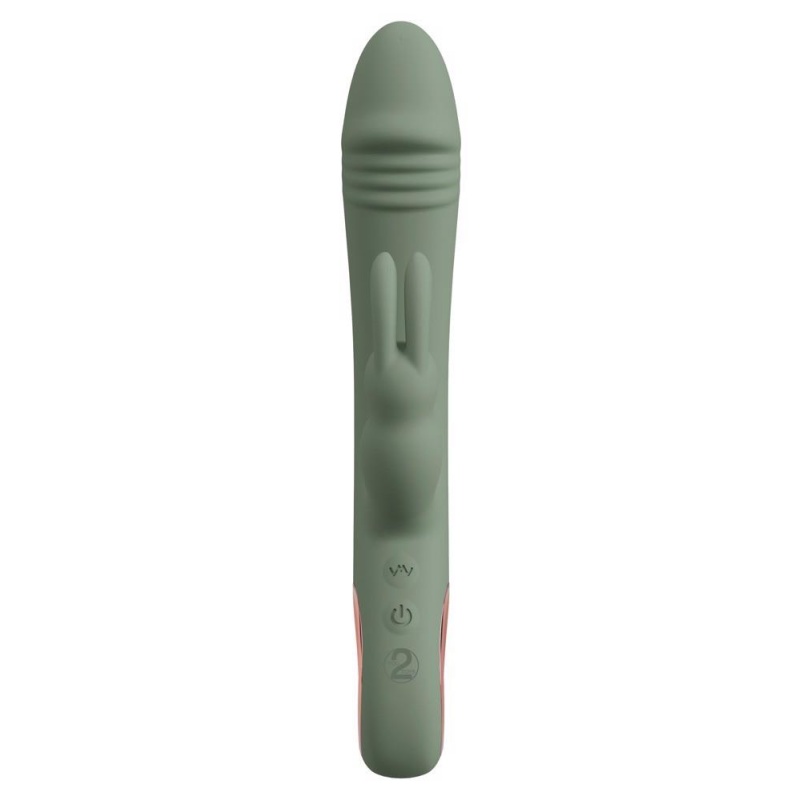 Wibrator króliczek Slim Rabbit Olive - podwójna stymulacja, 2 silniki, długość 21,4 cm - 4