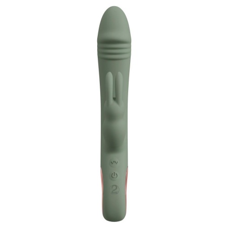 Wibrator króliczek Slim Rabbit Olive - podwójna stymulacja, 2 silniki, długość 21,4 cm - 4