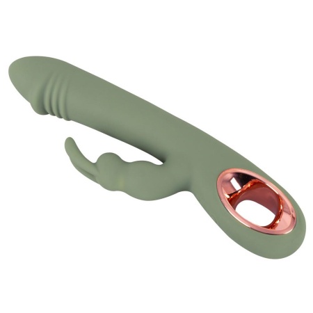 Wibrator króliczek Slim Rabbit Olive - podwójna stymulacja, 2 silniki, długość 21,4 cm - 6