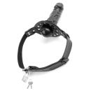 Knebel kulkowy z dildo FFS Deluxe Ball Gag – regulowane paski z klamrą, zamek z kluczem, dildo 17,5 cm (13 cm części wkładanej) - 3