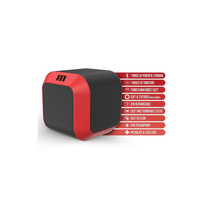Masturbator rotacyjny M For Men Slambox Red - 7 trybów obrotu 360°, komora otwarta, długość wprowadzania 10,1 cm - 3
