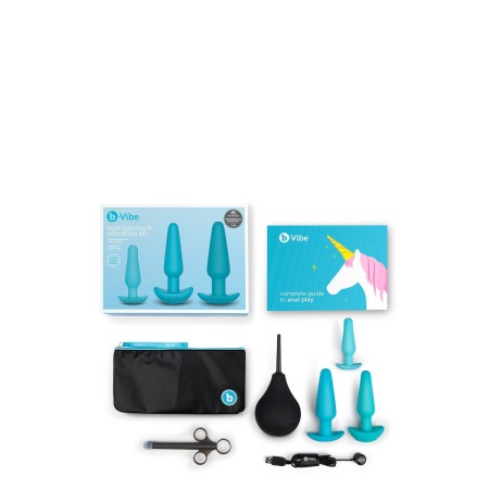 Anal Education Set Black - 7-elementowy zestaw treningowy z trzema zatyczkami analnymi 9 cm, 11,6 cm i 12,6 cm - 3