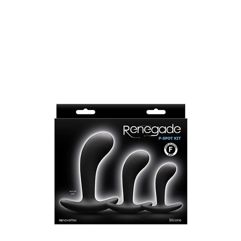 Korki analne stymulujące prostatę P-Spot Kit Black - zakrzywiony silikon, zestaw 3 rozmiarów 6,3-9,8 cm - 1
