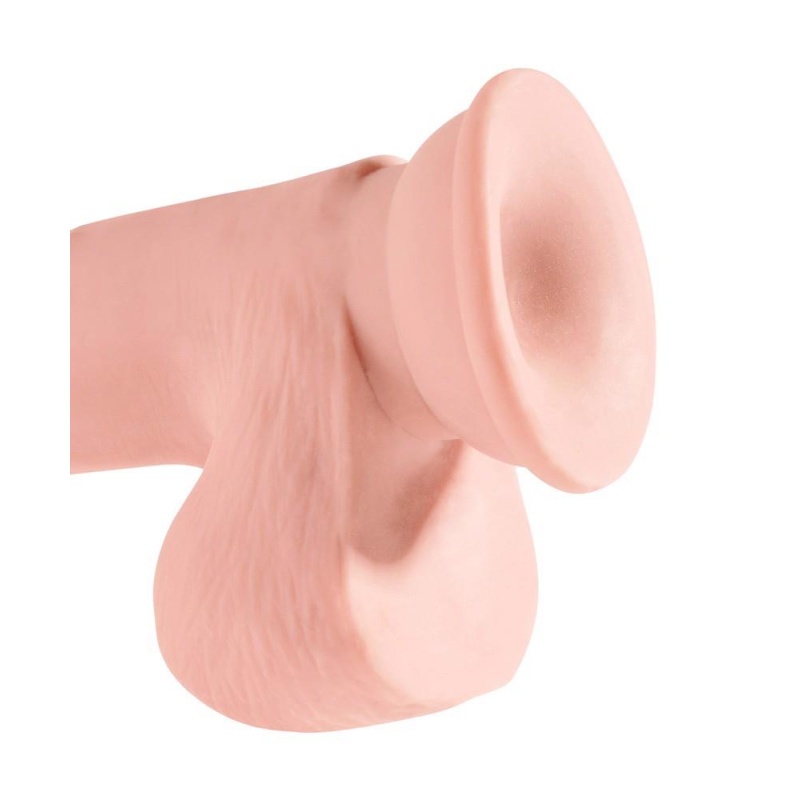 Dildo Triple Density 7.5" z jądrami — trójgęstościowa struktura soft-core z przyssawką, długość 22,9 cm - 6