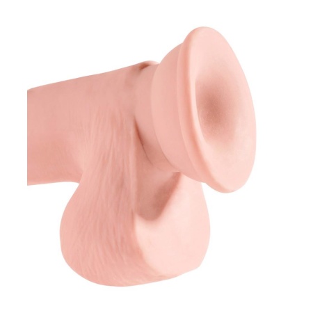 Dildo Triple Density 7.5" z jądrami — trójgęstościowa struktura soft-core z przyssawką, długość 22,9 cm - 6