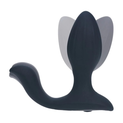 Vibrating and Rotating Silicone Anal Plug with Ball Stimulator - Black - 1