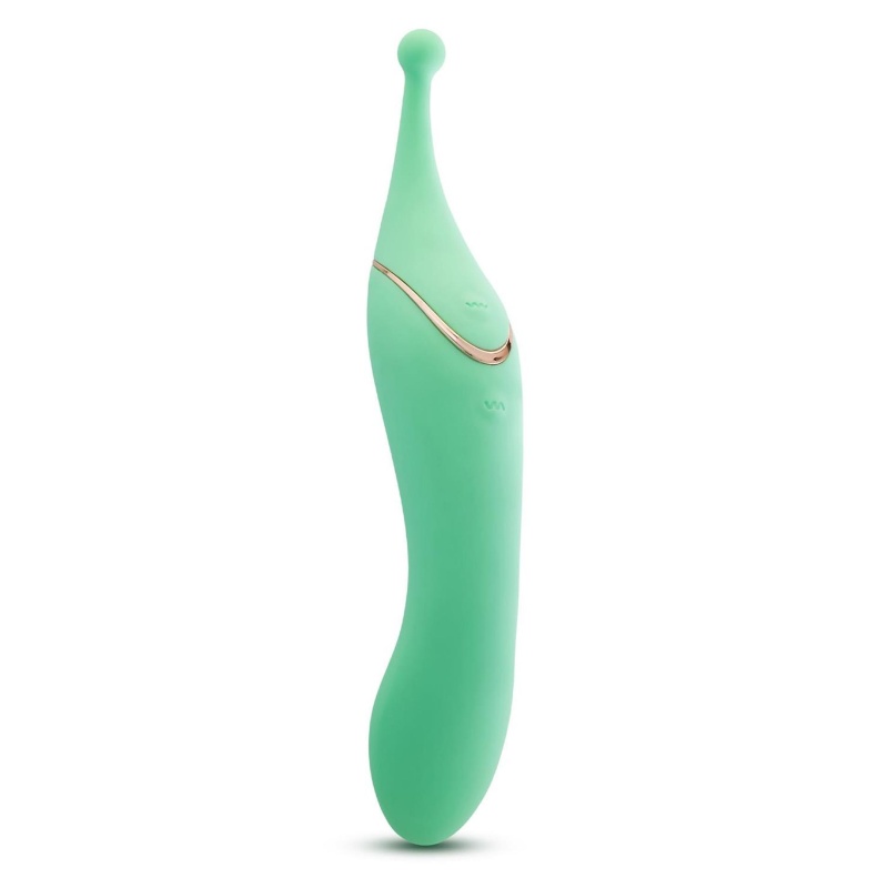 Wibrator dwukońcowy Stella Green z podwójnym silnikiem i wybrzuszeniem G-Stim, 22,8 cm - 1