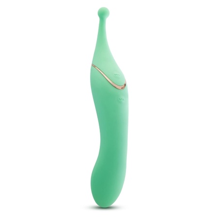 Wibrator dwukońcowy Stella Green z podwójnym silnikiem i wybrzuszeniem G-Stim, 22,8 cm - 1