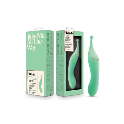 Wibrator dwukońcowy Stella Green z podwójnym silnikiem i wybrzuszeniem G-Stim, 22,8 cm - 1 2