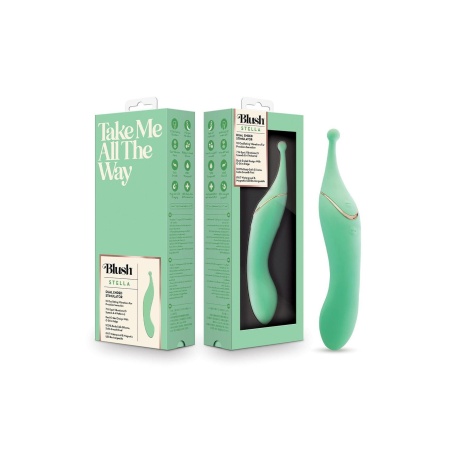Wibrator dwukońcowy Stella Green z podwójnym silnikiem i wybrzuszeniem G-Stim, 22,8 cm - 2