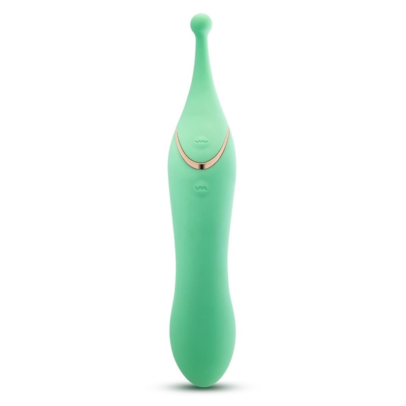 Wibrator dwukońcowy Stella Green z podwójnym silnikiem i wybrzuszeniem G-Stim, 22,8 cm - 4