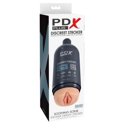 Masturbator PDX Shower Therapy Soothing Scrub – regulacja sukcji, wkładka TPE, długość 20,7 cm - 1