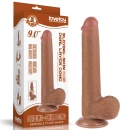 Dildo z przesuwną skórą 22 cm – podwójna warstwa TPE brązowy - 1