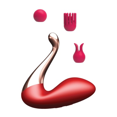 Stymulator Swan Massager czerwony z wymiennymi główkami - 1