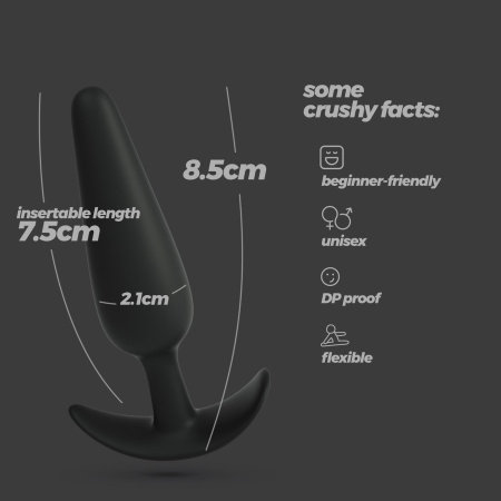 Czarny silikonowy anal plug TIC – mały, 8,5 cm - 7