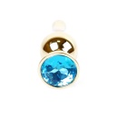 Biżuteria analna Jewellery Gold Light Blue - stal nierdzewna, anatomiczny kształt z wąską szyjką, długość 9,5 cm, średnica 3 cm - 1