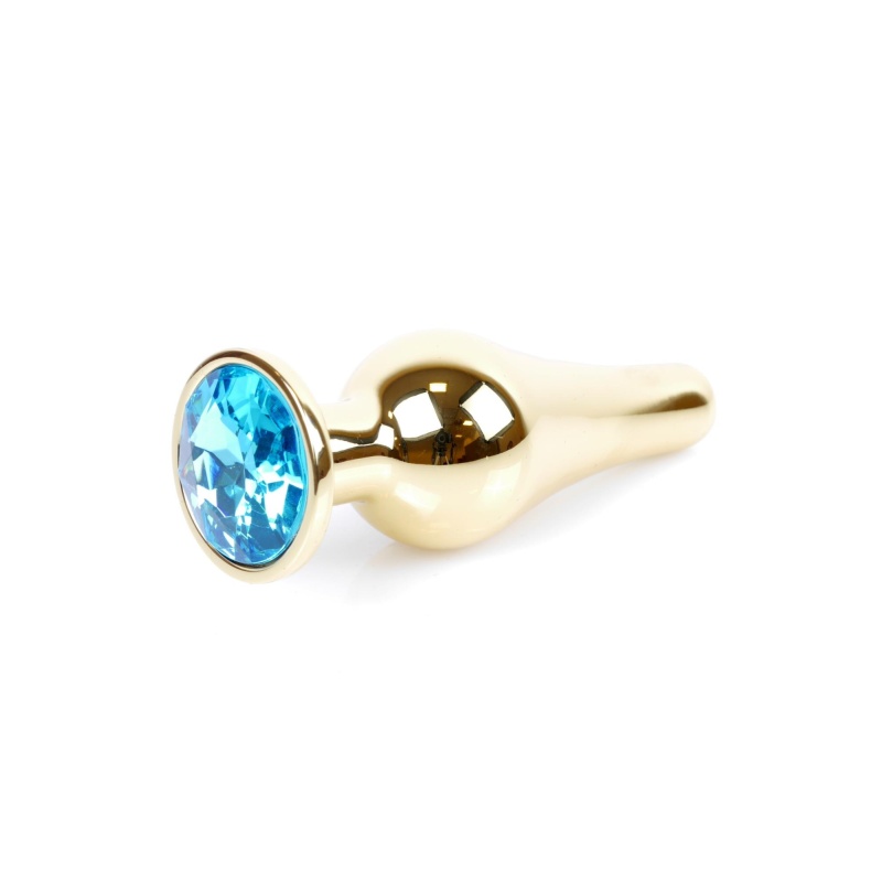Biżuteria analna Jewellery Gold Light Blue - stal nierdzewna, anatomiczny kształt z wąską szyjką, długość 9,5 cm, średnica 3 cm - 7
