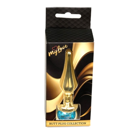 Biżuteria analna Jewellery Gold Light Blue - stal nierdzewna, anatomiczny kształt z wąską szyjką, długość 9,5 cm, średnica 3 cm - 10