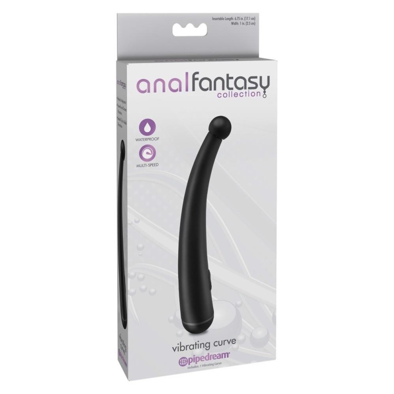 Wibrator punktu G i P AFC Vibrating Curve Black – zakrzywiony trzon z kulistą głowicą, ABS, 20,4 cm - 1