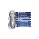 Masturbator RIZE Squeezy Clear - przezroczysty rękaw TPE z dwukomorową teksturą i uchwytem loop, długość 11,4 cm - 4