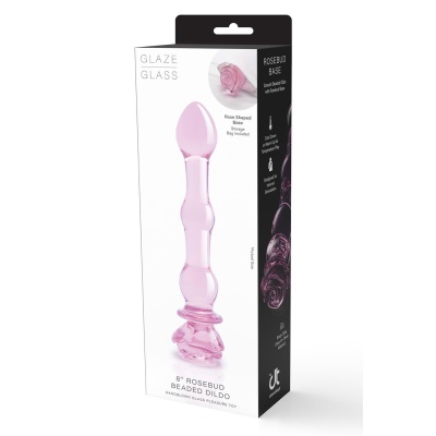 GLAZE GLASS ROSEBUD BEADED DILDO - 1