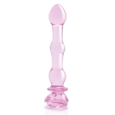 GLAZE GLASS ROSEBUD BEADED DILDO - 1 2