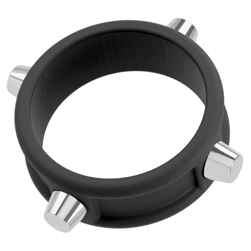 Pierścień erekcyjny Rebel Cock Ring with Studs - silikonowy z metalowymi ćwiekami, średnica wewnętrzna 3,5 cm - 2