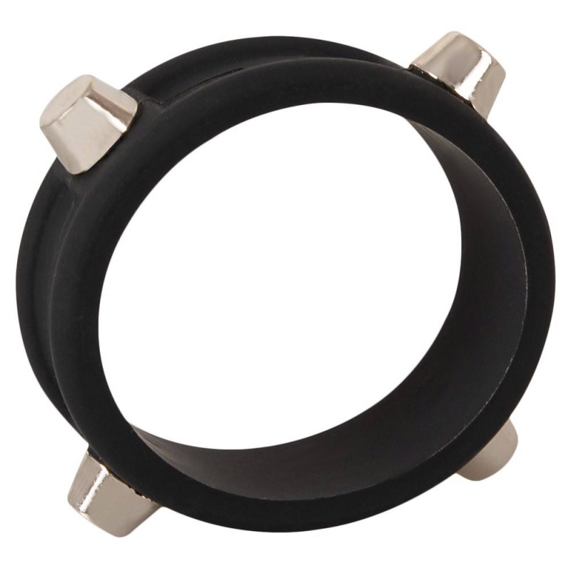 Pierścień erekcyjny Rebel Cock Ring with Studs - silikonowy z metalowymi ćwiekami, średnica wewnętrzna 3,5 cm - 4