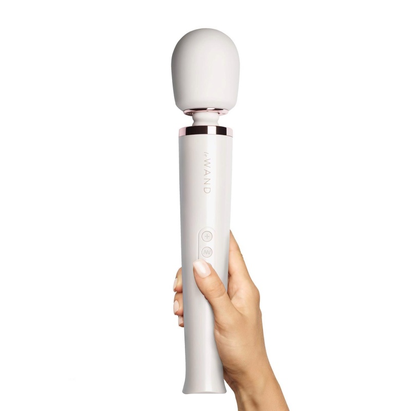 Pearl White - Masażer akumulatorowy typu wand z silikonową głowicą i elastyczną szyjką, 34 cm - 1