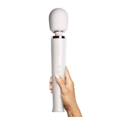 Pearl White - Masażer akumulatorowy typu wand z silikonową głowicą i elastyczną szyjką, 34 cm - 1