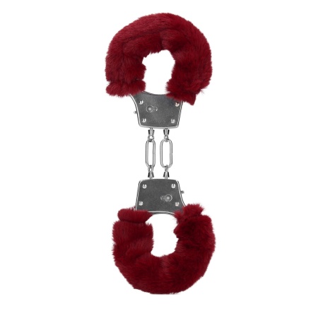 Furry Metal Hand Cuffs - Red - 1
