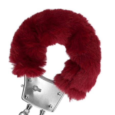 Furry Metal Hand Cuffs - Red - 6