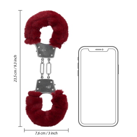 Furry Metal Hand Cuffs - Red - 8