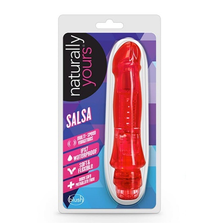 Wibrator Salsa Red - wielobiegowy, zakrzywiony TPE, 17,1 cm - 1