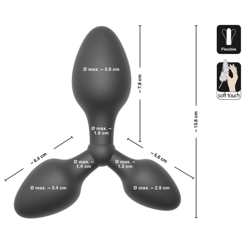 Black Velvets Triple Butt Plug - 8