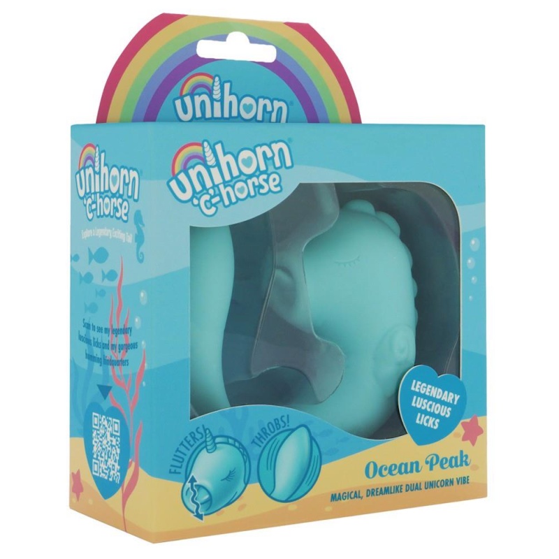 Wibrator do stymulacji punktu G i łechtaczki UNIHORN C-Horse Ocean Peak – silikon, 2 silniki, ruchomy języczek, długość 15 cm, Ø - 1