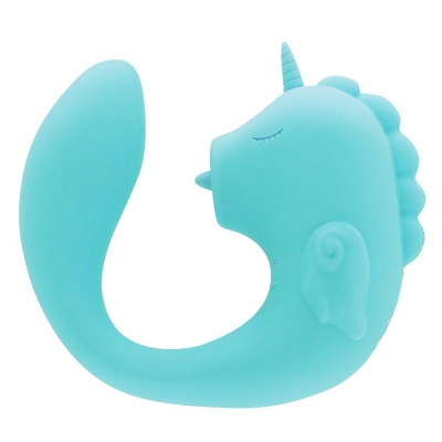 Wibrator do stymulacji punktu G i łechtaczki UNIHORN C-Horse Ocean Peak – silikon, 2 silniki, ruchomy języczek, długość 15 cm, Ø - 1 2