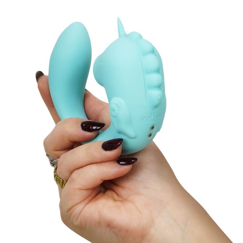Wibrator do stymulacji punktu G i łechtaczki UNIHORN C-Horse Ocean Peak – silikon, 2 silniki, ruchomy języczek, długość 15 cm, Ø - 6