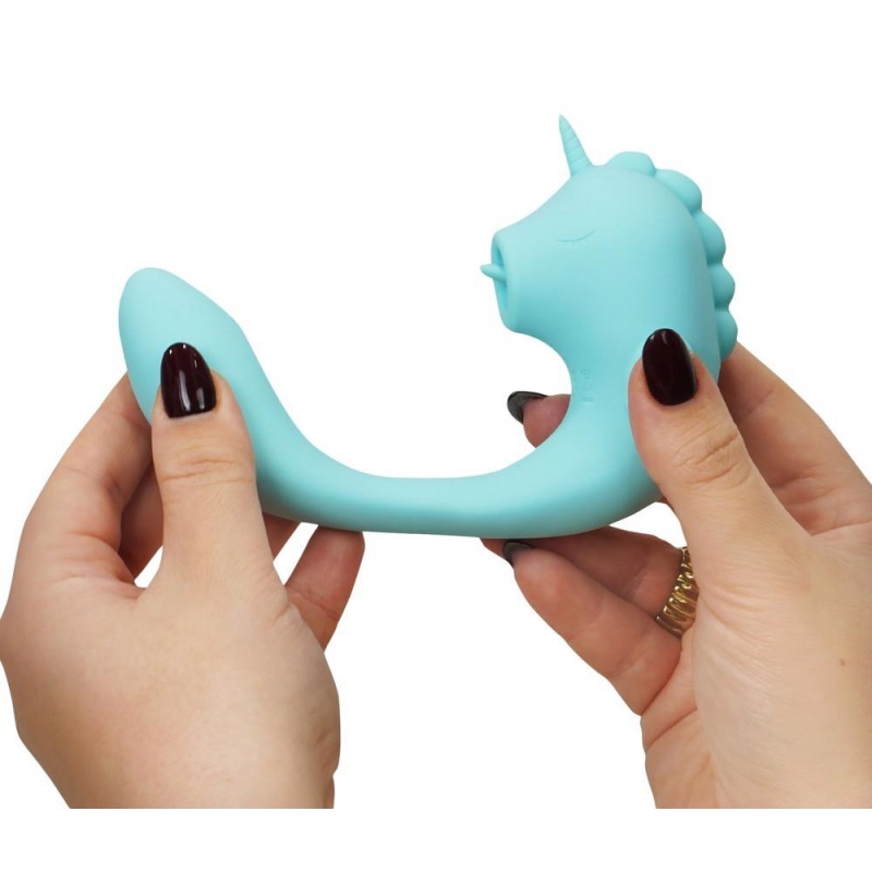 Wibrator do stymulacji punktu G i łechtaczki UNIHORN C-Horse Ocean Peak – silikon, 2 silniki, ruchomy języczek, długość 15 cm, Ø - 7