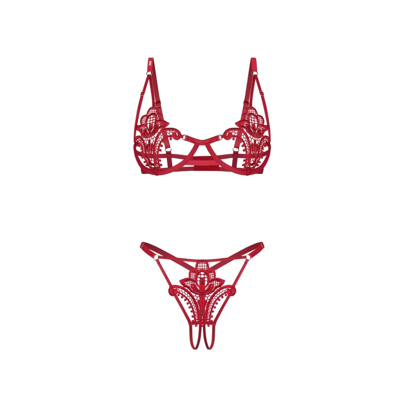 Luise Sublim Red komplet 2-częściowy otwarty S/M - 7