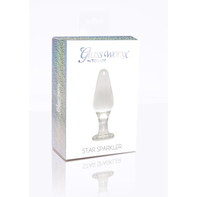 Szklany korek analny Star Sparkler ze zwężaną końcówką, 12 cm - 1 2