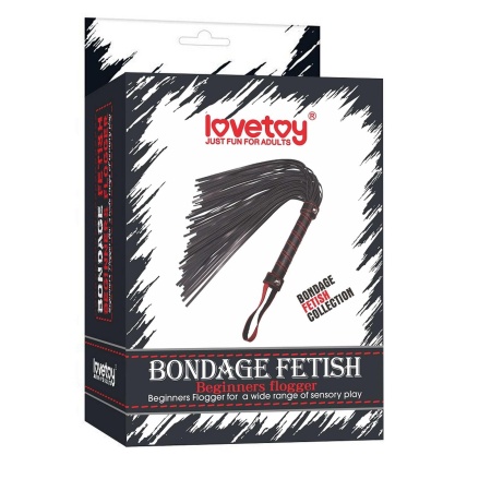 Flogger dla początkujących 45 cm (składany do 16,5 cm) - Czarny z czerwonymi przeszyciami - 1
