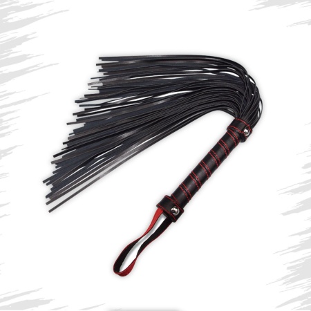 Flogger dla początkujących 45 cm (składany do 16,5 cm) - Czarny z czerwonymi przeszyciami - 2