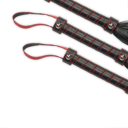 Flogger dla początkujących 45 cm (składany do 16,5 cm) - Czarny z czerwonymi przeszyciami - 4
