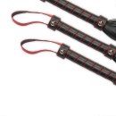 Flogger dla początkujących 45 cm (składany do 16,5 cm) - Czarny z czerwonymi przeszyciami - 4