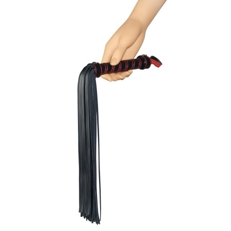 Flogger dla początkujących 45 cm (składany do 16,5 cm) - Czarny z czerwonymi przeszyciami - 6