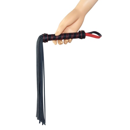 Flogger dla początkujących 45 cm (składany do 16,5 cm) - Czarny z czerwonymi przeszyciami - 8