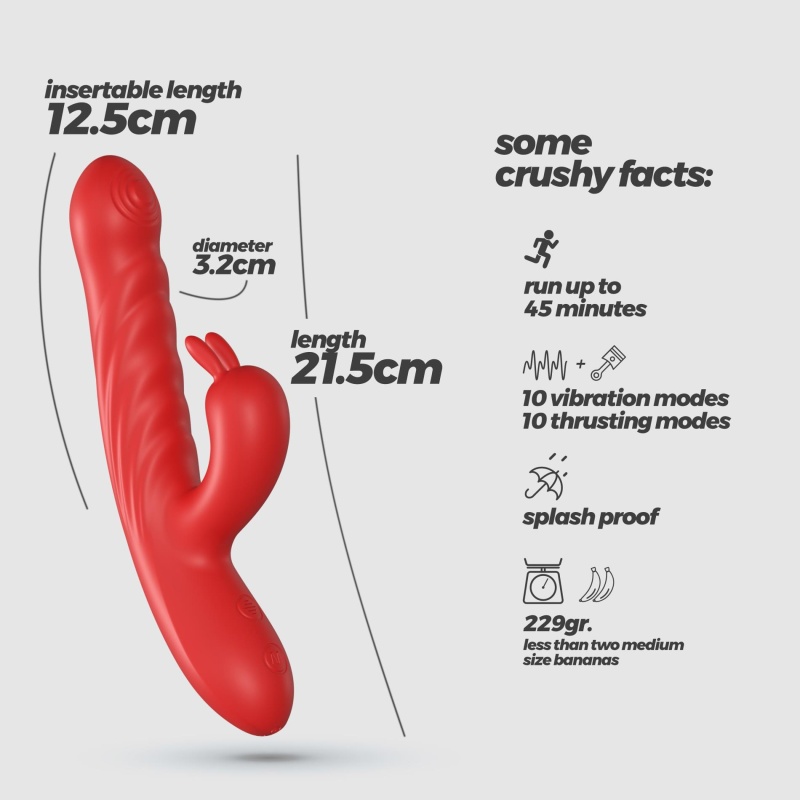 Wibrator króliczy Lapin Thrusting 21,5 cm czerwony - 8