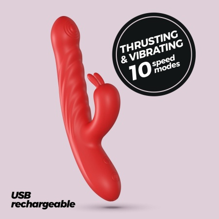 Wibrator króliczy Lapin Thrusting 21,5 cm czerwony - 10