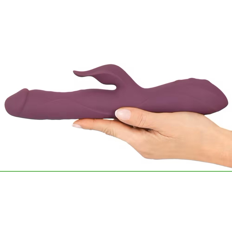 Wibrator typu króliczek JAVIDA-3 z funkcją pchania i rotującymi perełkami, 25-26,3 cm - 6